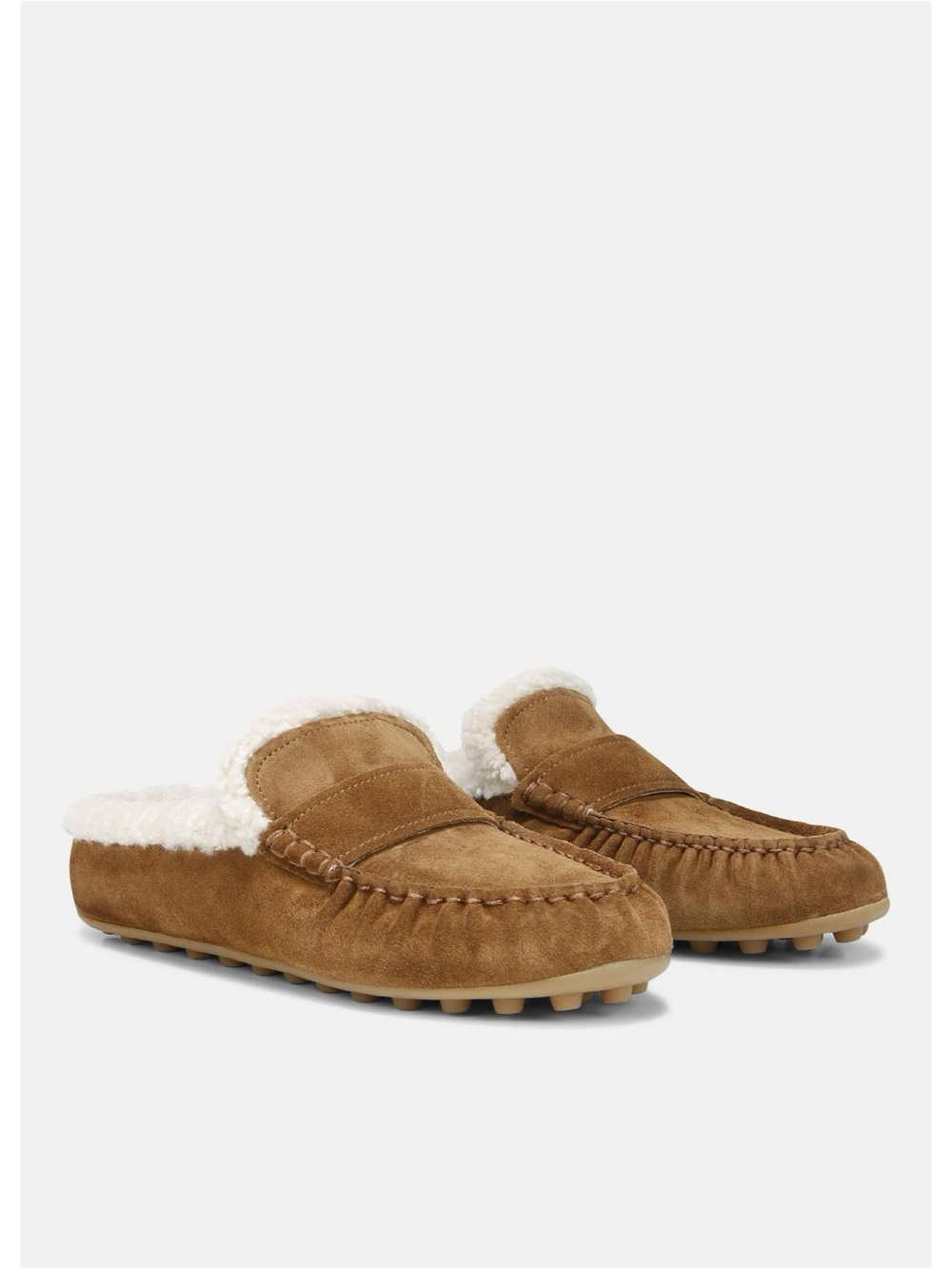 New Vince Berkley Shearling Driving Mule Elm Wood Sz 8